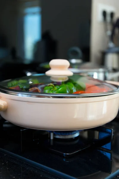 Gehakt Vlees Met Rijst Paprika — Stockfoto