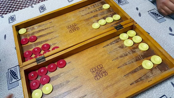 Backgammon Hra Kostkami Mincemi — Stock fotografie