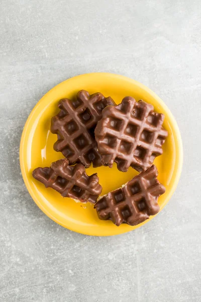 Waffeln Mit Schokoladenbelag Süßes Dessert Mit Schokolade — Stockfoto