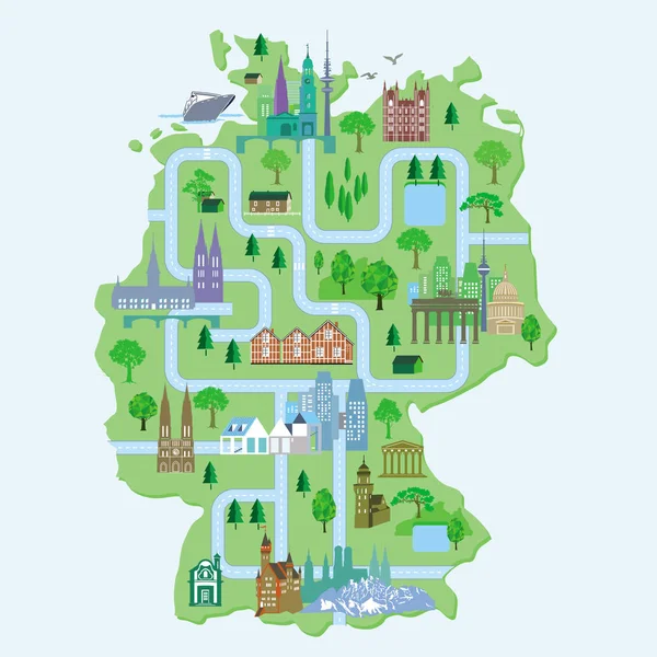 Allemagne Carte Avec Villes Illustration — Photo