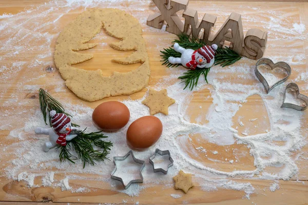 Fondo Navidad Para Hornear Ingredientes Para Cocinar Navidad Hornear Sobre — Foto de Stock