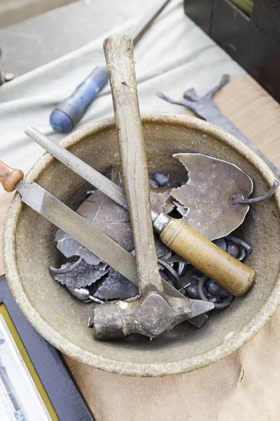 Steinbildhauerwerkzeuge Details Einiger Werkzeuge Zur Steinbearbeitung Kunsthandwerk Und Handarbeit — Stockfoto