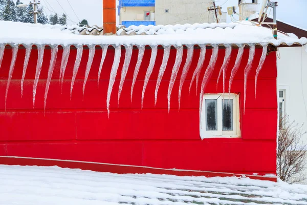 Eiszapfen Kalten Wintertagen — Stockfoto