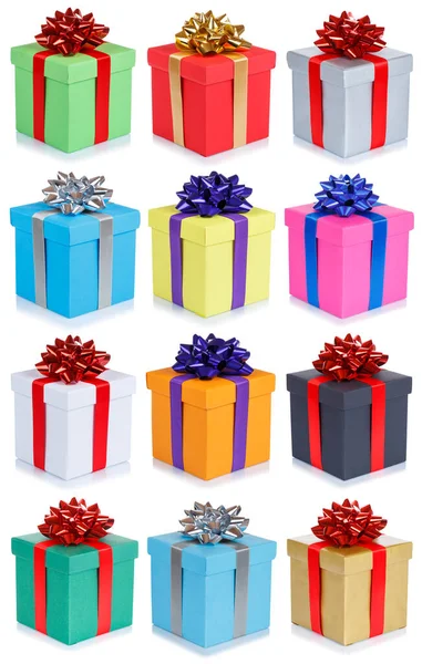 Collection Birthday Gifts Christmas Wedding Presents Portrait Format Isolated White — Stock Photo, Image