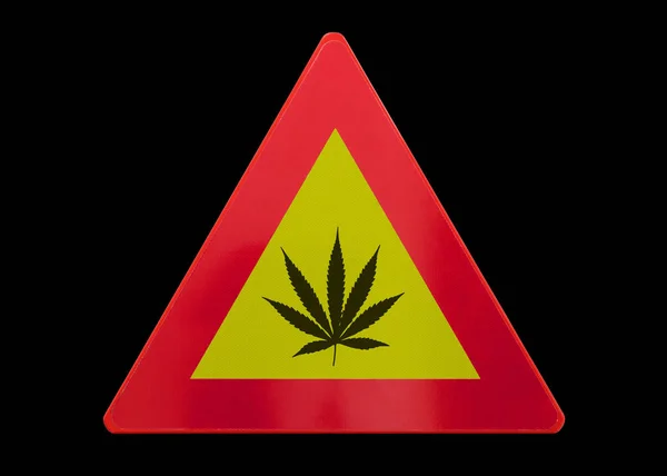 Trafikskylt Isolerad Marihuana Isolerad Svart — Stockfoto