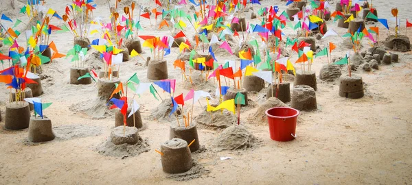 Sand Pagoda Che Gente Creato Songkran Festival Thailandia — Foto Stock