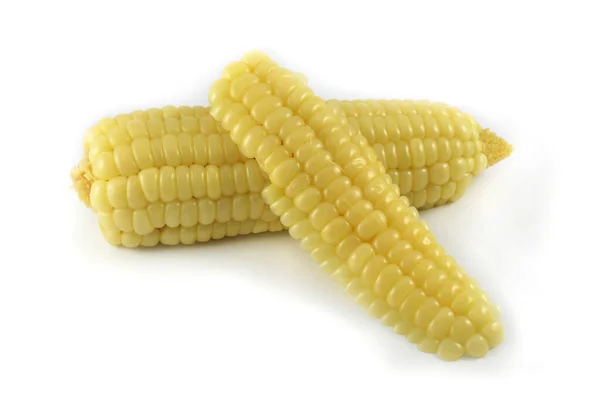 Спелые Кукурузы Изолированы Вареная Кукуруза Повар Ломтик Изолированы Белом Фоне — стоковое фото