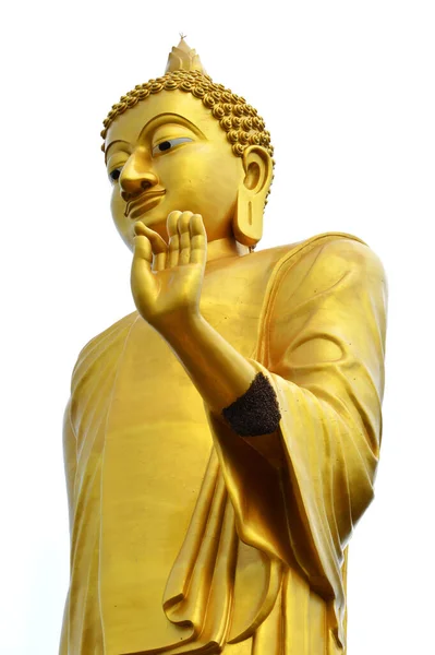 Buddha Statue Thai Isolated Beautiful Yellow Gold Giant Buddha Statue — Stock Photo, Image