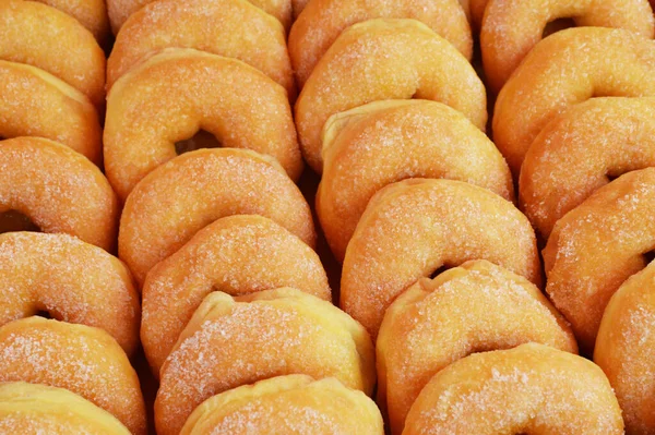 Donut Achtergrond Zoete Donut Dessert Kok Zelfgemaakt Met Suiker Cirkel — Stockfoto