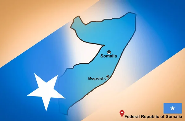 Somalia Karta Och Mogadishu Med Plats Kartnål Och Somalia Flagga — Stockfoto