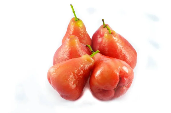 Rosa Manzana Aislada Grupo Manzana Roja Fruta Tropical Aislada Sobre —  Fotos de Stock