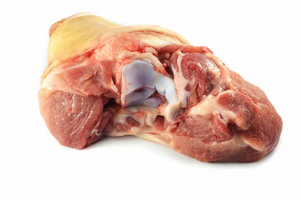 Çiğ Domuz Eti Izole Edilmiş Taze Domuz Bacağı Beyaz Arka — Stok fotoğraf
