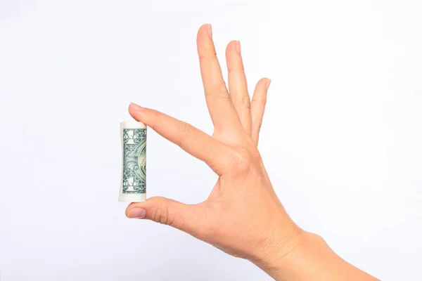 Dollar Money Roll Hand — Stock Photo, Image