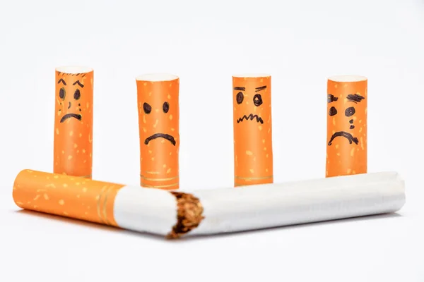 Expressões Faciais Com Botões Cigarro — Fotografia de Stock