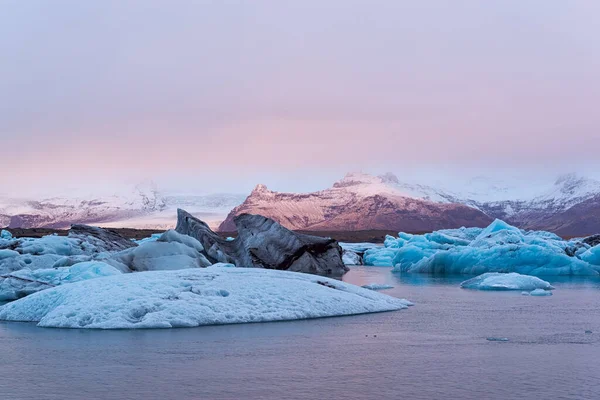 Eisberge Jokulsarlonsee Der Nähe Des Vatnajokull Gletschers Bei Sonnenaufgang Island — Stockfoto