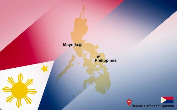 带有位置图销和菲律宾国旗的菲律宾地图和迈尼拉 — 图库照片