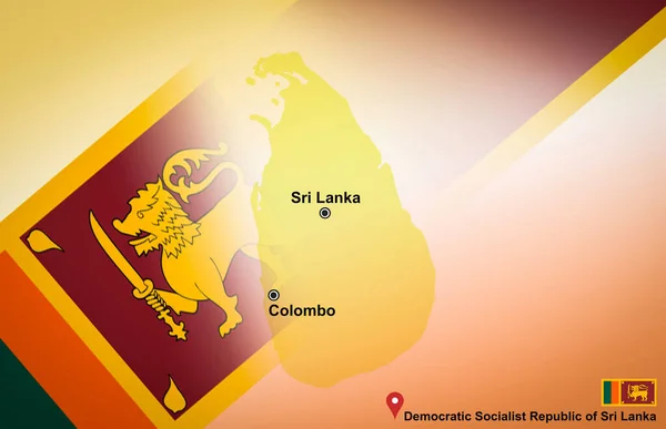 斯里兰卡地图和科伦坡 附有位置图别针和斯里兰卡国旗 — 图库照片