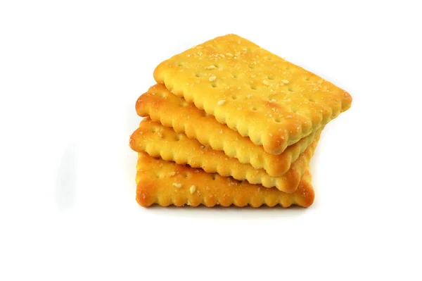 Sahnecracker Isoliert Biskuitcracker Mit Zucker Und Weißem Sesam Für Snacks — Stockfoto