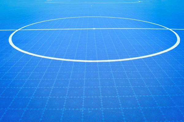 Futsal Field Floor Blue Sport Outdoor White Line Cercle Centre — Photo