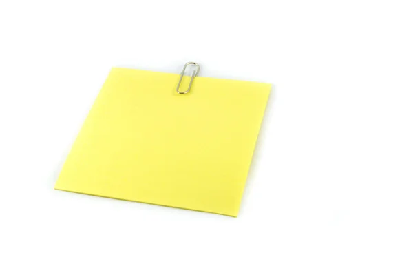 Paper Clip Pin White Yellow Stick Note Paper Clip Isolated — Stock Photo, Image