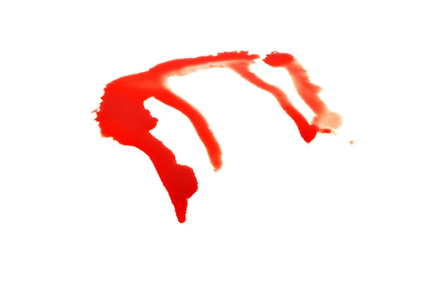 Blödning Blod Smeta Droppar Blod Fläckar Isolerade Vit Bakgrund Abstrakt — Stockfoto