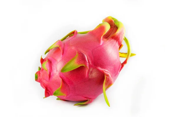 Färsk Dragon Frukt Isolerade Mogna Rosa Dragon Frukt Isolerad Vit — Stockfoto