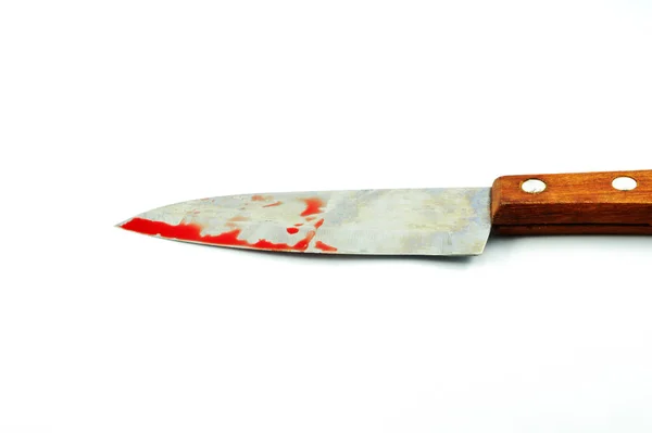 Coltello Con Coltello Sangue Cucina Con Sangue Rosso Isolato Sfondo — Foto Stock