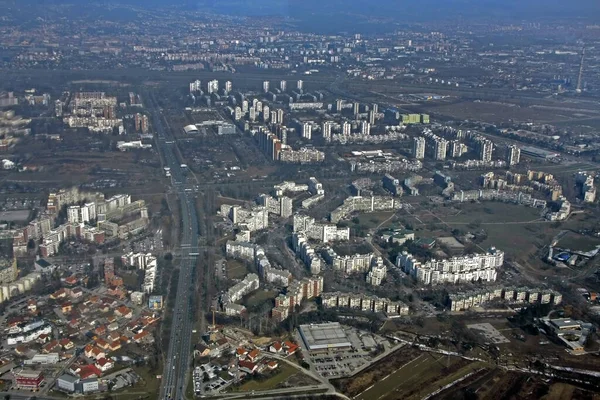 Zagreb Croacia Febrero 2012 Sobrevolando Zagreb Con Avión Cessna — Foto de Stock