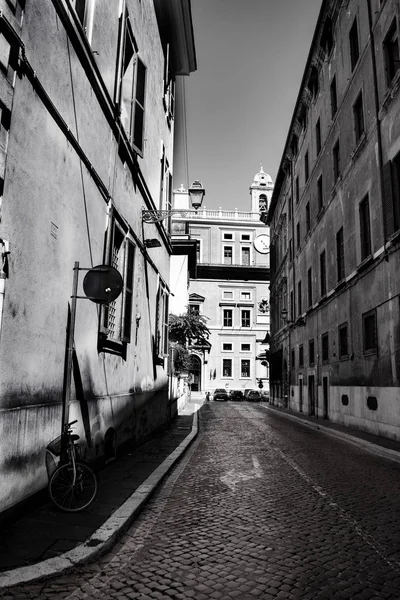 Noir Blanc Une Ruelle Centre Historique Rome — Photo