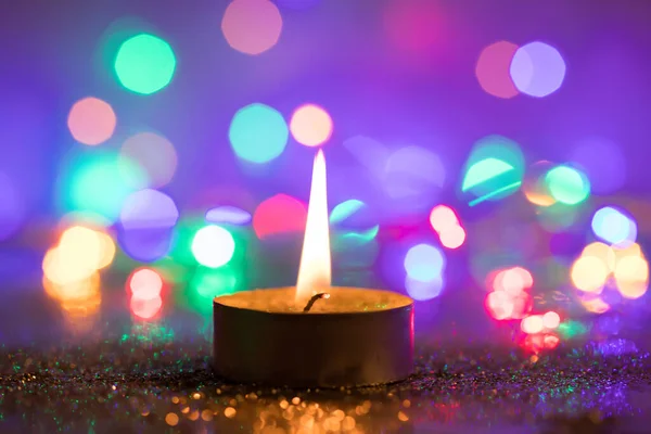 Vela Natal Mágica Brilhantes Luzes Férias — Fotografia de Stock