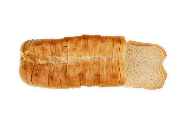 Plastry Smaczny Chleb Biały Białym Tle — Zdjęcie stockowe