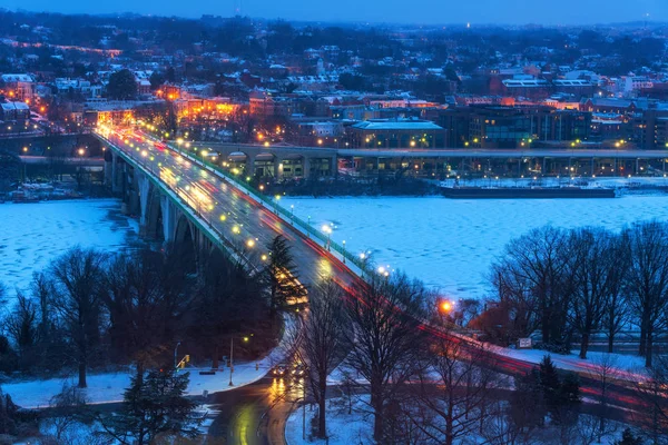 Visa Key Bridge Vid Gryningen Washington Usa — Stockfoto