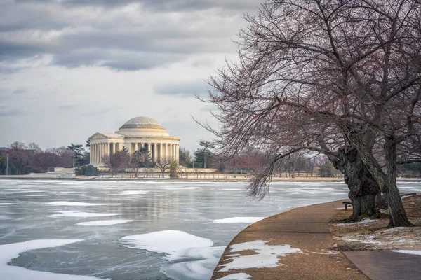 Зима Вашингтоне Память Джефферсона Морозный День — стоковое фото