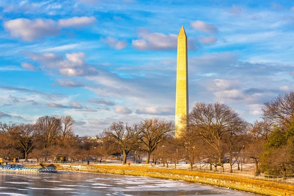 Зима Вашингтоне Монумент Вашингтон Солнечный День — стоковое фото