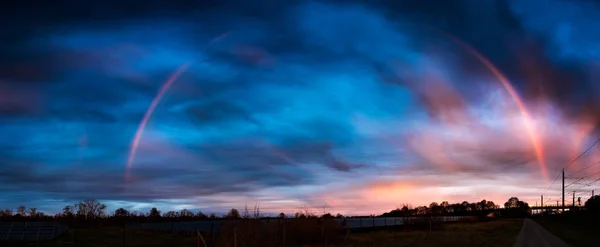 Paisagem Com Arco Íris Maisach Perto Munique Noite — Fotografia de Stock