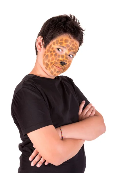 Boy Giraffe Face Paint White Board — Stock Photo, Image