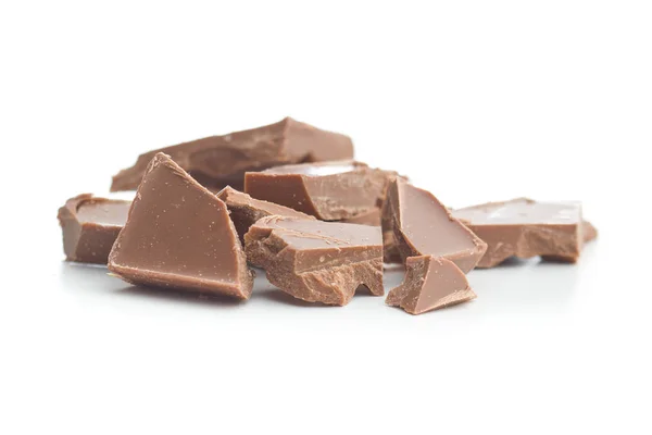 Chocolate Negro Triturado Aislado Sobre Fondo Blanco — Foto de Stock