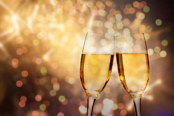 Champagne Glasses Sparkling Background — Stock Photo, Image