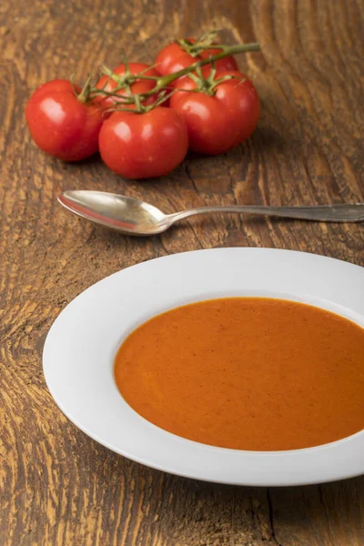 Frische Tomatensuppe Einer Schüssel — Stockfoto