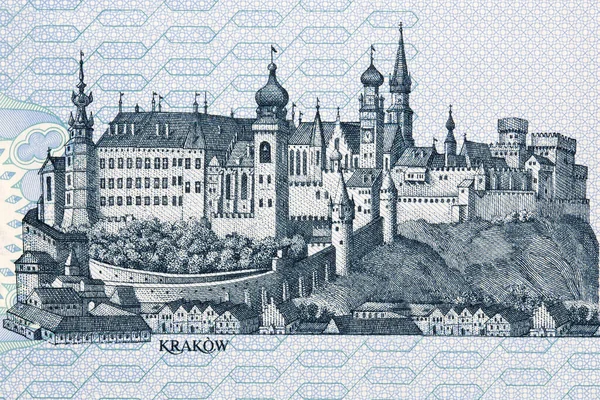 Bild Wawel Slott Krakow Från Polska Pengar — Stockfoto
