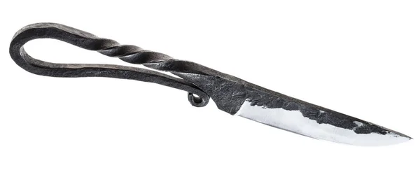 Handgemachtes Geschmiedetes Messer Kuyabrik Schmiedemesser Isoliert Auf Weißem Hintergrund — Stockfoto