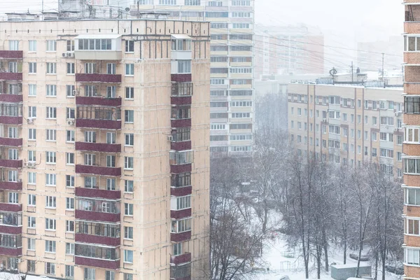 Sněžení Moskva Zimě Chřadne Den — Stock fotografie