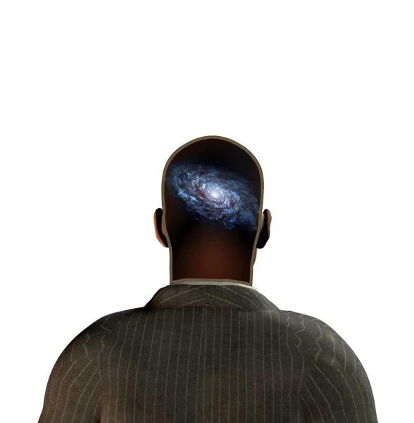 そこに銀河系を持つ男の頭 — ストック写真