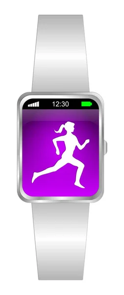 Biały Zegarek Smartwatch Jogger Kobiece Runner Fioletowy Ilustracja — Zdjęcie stockowe