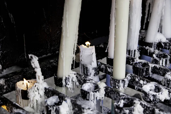 Воскові Свічки Палять Християнську Традицію Полум Віру — стокове фото