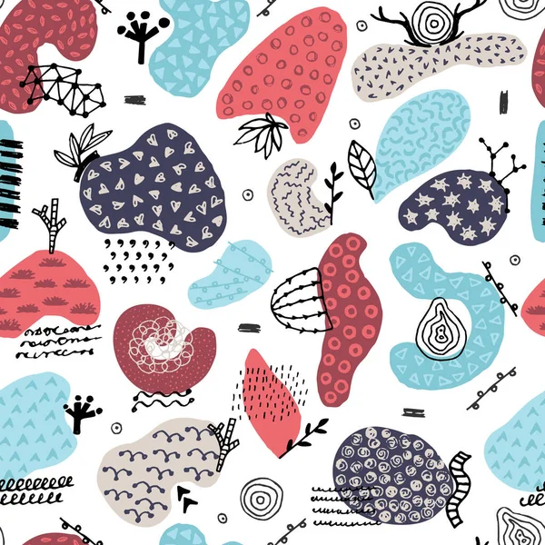 Vector Seamless Pattern Hand Drawn Abstract Shapes Spotted Textured Figures — Stok fotoğraf