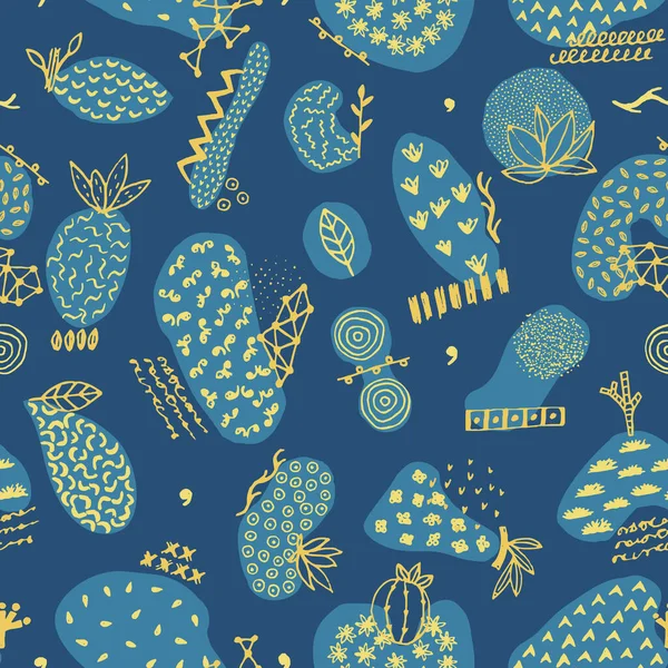 Vector Seamless Pattern Hand Drawn Abstract Shapes Spotted Textured Figures — 스톡 사진