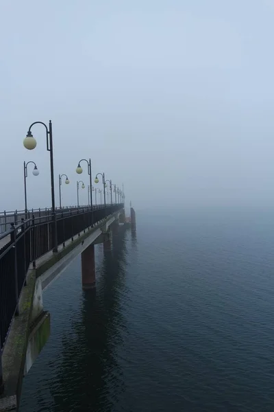 Muelle Niebla Invierno — Foto de Stock