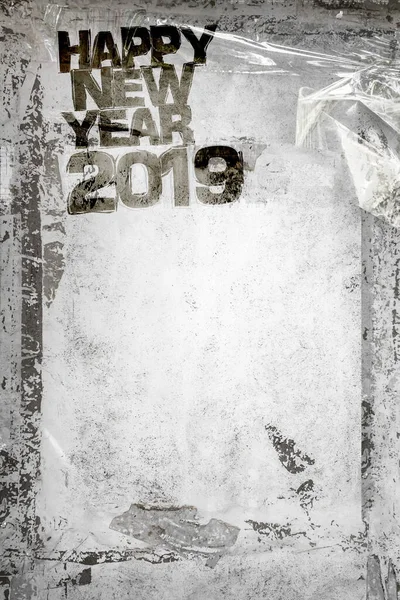 2019 Happy New Year Grunge Fundal Cadru Grungy Rămășițe Bandă — Fotografie, imagine de stoc