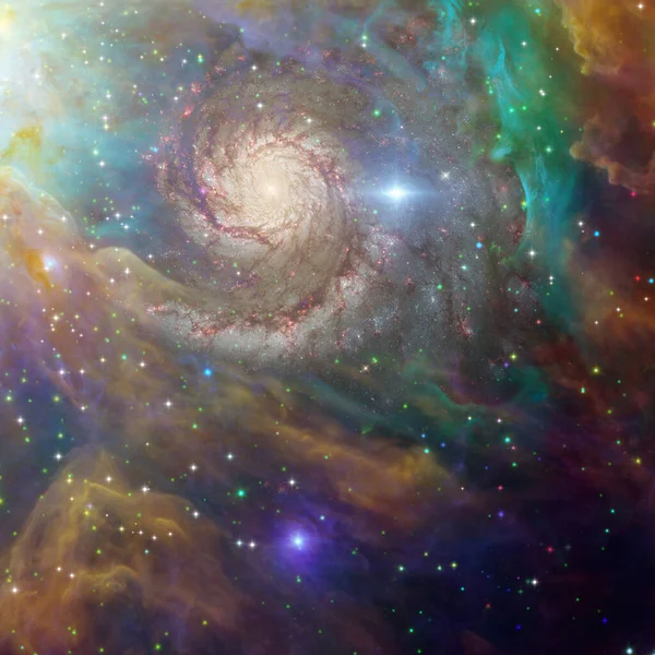 Färgglada Djuprymd Spiralgalax — Stockfoto